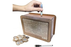 ACONDE Sparbox Reutilizable, Hucha de Madera Retro Hucha Caja de Almacenamiento Ayuda a desarrollar el hábito de Ahorrar, 2000 € Marrón