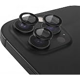 Babilden İphone Al&uuml;minyum Alaşım &Ccedil;er&ccedil;eveli Tempered Glass Kamera Lens Koruyucu (İPHONE 14 PRO, Black)