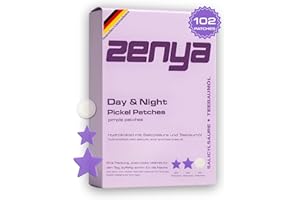 ZENYA DAY & NIGHT 102 Pickel Patches Lila Sterne und Invisible Hydrokolloid-Pflaster zur Aknebehandlung Pimple Patches Mit Salizylsäure und Teebaumöl, in Drei verschiedenen Größen