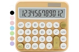 QPENGUINBABIES Calculatrice standard blanche – 12 chiffres avec grand écran LCD et gros boutons, accessoires de bureau en or blanc pour femme, mignonne pour bureau, école, maison, entreprise