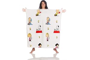 Kanguru MOMONGA Snoopy Peanuts Snuggle hoodie Blanket, Plush Fleece Wearable Blanket with sleeves for Women and Girls, Gift for Comfort on Sofa, Bedroom, Couch White, 120 x 120 cm (47 x 47 inches)