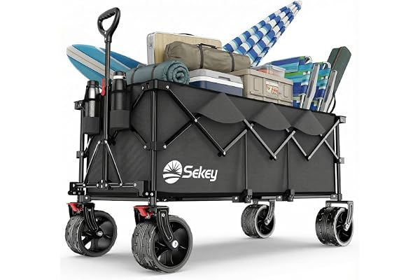 Sekey XXXL rullvagn vikbar 300 l 200 kg lastbar, vikbar rullvagn 17 x 10 cm extra breda däck alla terränger, patenterad hopfällbar från fyra riktningar, XXXL-super 4013