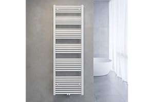 SONNI Suszarka do ręczników, kaloryfer łazienkowy, przyłącze środkowe, ogrzewacz na ręczniki, grzejnik łazienkowy, biały, prosty 60 x 180 cm