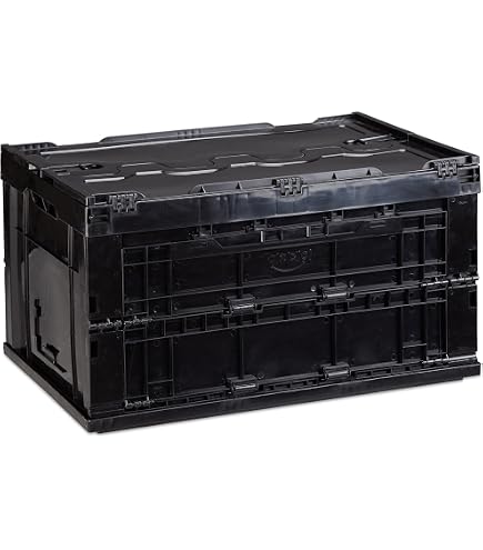 BOXIO Solo Up Storage Box - 40x30x12 Cm Black Euro Box, Stackable Plastic Bin For Camping, Garage, Organizing