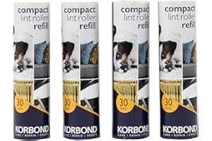 Korbond Compact Lint Roller Refills - Pack of 4 (120 Sheets) - Perfect for Travel