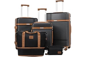 Joyway Juego de Maletas, 5 Piezas Set Trolley de Viaje en ABS, Ligero Duradero y Gran Espacio, Rodillo de 360°, Cerradura TSA Incluidas 1 Neceser y 1 Bolsa