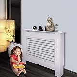vidaXL Madera para Cubrir el Radiador MDF Blanco 112 cm Cubre ...