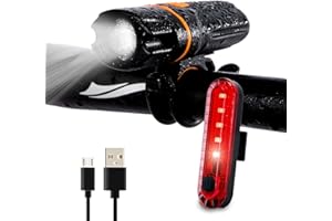 Wastou Bike Light Set, Super Bright Bike Front Light 1200 Lumen, IPX6 Waterproof Bicycle Lights USB Rechargeable (USB Cable Included), Safety & Easy Mount bike lights front and back Fits All Bicycles