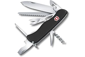 VICTORINOX Couteau Suisse Outrider, 14 Fonctions, Outil Multifonction avec Lame Blocable, Ouvre-Boîtes, Tournevis 3 mm, Tire-Bouchon, Noir