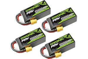 OVONIC 4s Lipo Batterie 1300mAh 100C 14.8V Batterie FPV avec Connecteur XT60 pour FPV Racing RC Quadcopter Hélicoptère Avion Multi-Moteur Hobby Pièces de Bricolage (4 pcs)