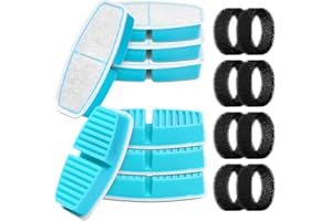 Filter BEMOONY Fuente para Gatos Filtro, 8 Filtros de Carbón + 8 Esponjas, Multifiltración, para 3,2L Bebedero Gatos(H7), Filtración de Pelos Flotantes, Suavizar la Calidad del Agua