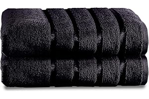 GC GAVENO CAVAILIA Fade Resistant Luxury Towels, Extra Absorbent 100% Ringspun Egyptian Cotton 500 GSM Bathroom Set, Black, 2PK Bath Sheet, 554882