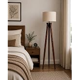 AKWAY Bamboo Tripod Floor Lamp for Living Room | Cane Floor Lamp for Home | Rattan for Living Room | Standing Lamp Wooden Flo