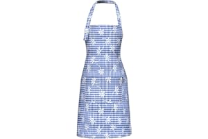 GENIXART Kitchen Cooking Apron, Adjustable Chef Bib Aprons for Women/Men, 100% Cotton Apron for Restaurant Cafe Shop, Gingham Check
