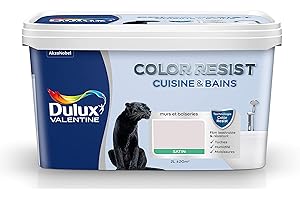Dulux Valentine Color Resist - Peinture Intérieure Pièces Humides - Pour Murs, Plafonds, Boiseries - Lessivable et Résistante - Couleur : Rose Nude Satin - 2 L - 5262092