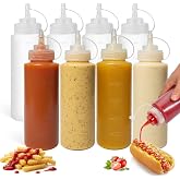 OAMCEG 8 Stück Squeeze Flasche 500ml, Plastik Quetschflasche für Saucen,Öl | 16oz Saucenflasche, Squeeze Bottle, Spritzflasch