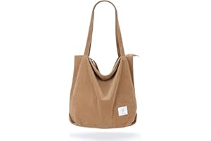 KALIDI Borsa a tracolla in velluto a coste spesso, extra grande, con cerniera, per donne, ragazze, casual, per lavoro, scuola, università, uso quotidiano