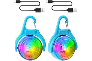 Ainiv 2-pack LED-säkerhetslampor för hundhalsband, 4 blinklägen USB-uppladdningsbart hundljushänge för husdjur, nattvandring, camping, IPX68 vattentät