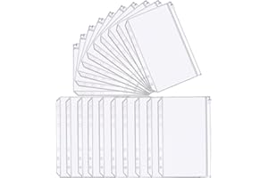 SIMEIXI 20 Stück A6 Löcher Binder Taschen,6 Löcher Binder Taschen Reißverschluss Mappe, Wasserdichte Transparente PVC Loseblatttasche, A6-Ordner für Karten Geld