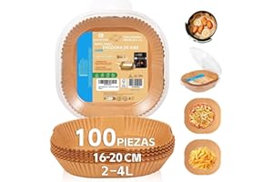 RAYPOW Carta Friggitrice Aria 16C100 Air Fryer Quadrato 100 Unità 16-20 cm Stampi Monouso per Forno BPA Free Accessori per Friggitrice Senza Olio da 2 a 8 litri (16-20 CM-quadrato-100 unità)