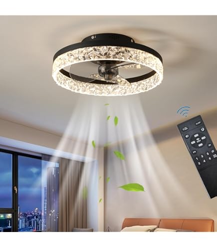 VOLISUN Plafondventilator met verlichting en afstandsbediening, moderne led- plafondventilator, 6 snelheden, 3000 K-6500 K, dimbaar, stil, voor slaapkamer