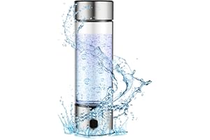 QJUZO Hydrogen Water Bottle, 460ml Hydrogen Water Bottle Generator, Leak-Proof, SPE/PEM Technology, 1600PPB Hydrogen-Rich Water In 3 Min for Home, Office, Travel, Sliver