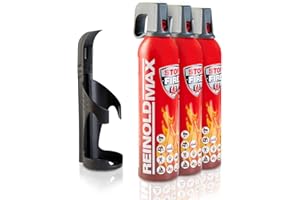 XENOTEC Premium Feuerlöschspray – 3 x 750ml – Wandhalter - Stopfire – Autofeuerlöscher – REINOLDMAX – inklusive Wandhalterung schwarz – wiederverwendbar…