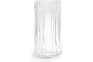 ‎AODERUN Aoderun Gerippte Glasvase 7.5 Zoll für Wohnzimmer, Esszimmer, Couchtisch, Küche, Büro, Regal - Hochzeit Party Dekor