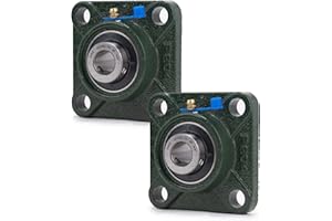 XiKe Pack of 2 UCF202 Bore 5/8" Square Flange Pillow Block Bearings, Integrated Cast Iron Shell and Self-Aligning Chrome Steel Bearings