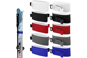 Gosknor 10pcs Ski Strap Fasteners, 2-In-1 Ski Carrying Strap for Snowboard Poles Adjustable EVA Ski Wraps Ties Protective Ski Bands for Storage Gear Organizer Christmas Winter Gift Accessories