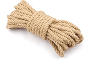 KNJOMZIE Cuerda de Yute 8mm x 25m - Cuerda Resistente de Aspecto Natural para Jardín, Manualidades, Decoración, Rasgadores de Gatos y Embalaje - SOGA de Estilo Rústico para Uso Interior y Exterior
