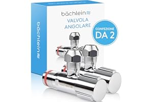 Bächlein Valvola Angolare Universale Autosigillante [Set da 2], Valvola di Regolazione Angolare da 1/2 Pollice per Tubi di Acqua Dredda e Calda con Tappo a Vite Classico