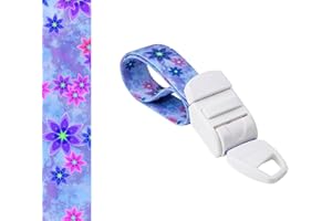 Rolseley Purple Blue Floral Lavender Pattern Medical Tourniquet with ABS Plastic Buckle Latex Free Elastic Band Ideal for Doctors, Nurses, Students and Paramedics