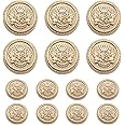Meillia 14 Pieces Matte Gold Metal Blazer Button Set 15MM 20MM for Blazers, Suits, Sport Coats, Uniform, Jackets (Matte Gold)