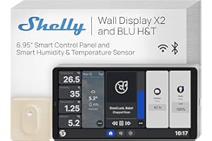 Shelly Wall Display x2 Argent et BLU H&T Ivoire - Panneau commande Domotique Wi-Fi avec thermomètre, hygromètre, Écran tactile 6.95’’, Interrupteur 5A, Thermostat, Shelly App et Home Assistant