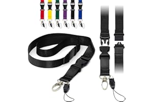 LANYARDS TOMORROW.CO.UK Odpinane płaskie smycze 2 cm z klamrą, bezpieczne odrywanie ciągnięcia, metalowy klips i sznurek pętelkowy uchwyty na identyfikatory smycz pasek na szyję od LanyardsTomorrow