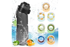 BUBUPIG Luftgeruch-Wasserflasche mit Geschmackskapseln, 650 ml, Duftwasserbecher mit 7 Geschmackskapseln, 0 % Zuckerwasserbecher, auslaufsicherer Sportwasserbecher mit Strohhalm, geeignet für Outdoor-Sportges
