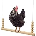 Backyard Barnyard Chicken Swing Toy for Coop (Round Bar) Handmade in USA! Natural Safe Large Wood Perch Ladder for Poultry Run Rooster Hens Chicks Pet Parrots Pollo Stress Relief for Birds