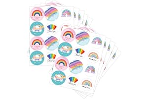WOOXDYUK 120 rotoli di adesivi arcobaleno Thank You, 12 motivi, piccoli adesivi di ringraziamento per matrimoni, compleanni, feste, confezione regalo