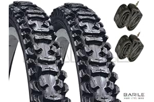 RMS Lot de 2 pneus 20 x 1.95" (50 - 406) pour vélo VTT Noir + 2 chambres à air