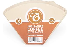 100 Size 3/102 Coffee Filter Paper Cones, Unbleached by EDESIA ESPRESS