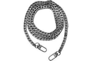 HUIANER Purse Chain with Buckles DIY Handbag Strap Shoulder Bag 120cm Long Metal Accessory Replacement Chain Strap (Gunmetal)