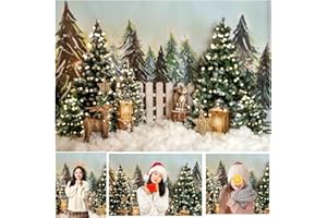 WaW 2.7x1.8m Fotografie Hintergrund Weihnachten für Fotostudios, Schnee Winter Wald Weihnachtsbaum Fotohintergrund Christmas Kinder Newborn Baby Fotoshooting