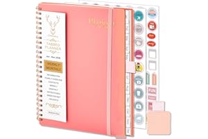 GUMIHO Agenda Semainier 2026 Spirale - A5 (Janvier-décembre 2026)-Agenda Scolaire Avec boucle de stylo, Autocollants de plan (Rose)