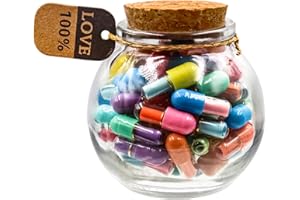Prounion Capsule Letters Message in a Glass Bottle, Capsule Note Messages Pills for Boyfriend/Girlfriend, Love Capsule Letter Message for Anniversary Birthday Valentines Mother's Day, 50 PCS