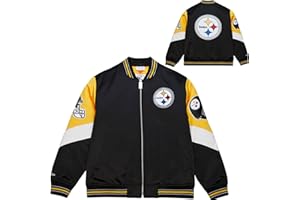 Mitchell & Ness Throw it Back Heavyweight Vintage Satin Giacca (NFL) con cerniera intera, loghi ricamati, uomini, donne, bambini, unisex, primavera, estate, autunno, inverno