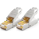 deleyCON 2x CAT 7 Network Connector RJ45 Tool-Free Shielded Network Plug 10 | Tool-free, shielded, for rigid cables, raw cabl