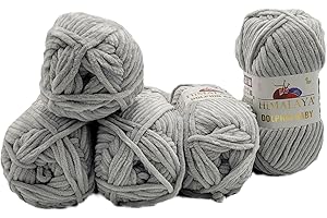 Ilkadim Export 5 x 100 Gramm Himalaya Dolphin Strickwolle, Babywolle einfarbig, 500 Gramm Wolle Strickgarn Super Bulky (hellgrau 80325)