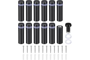 PATIKIL 1/2 x 1.6 Inch Sign Standoff Screws, 12 Set Stainless Steel Wall Standoff Mounting Hardware Advertising Glass Nail for Hanging Acrylic Picture Frame Acrylic Panel, Black