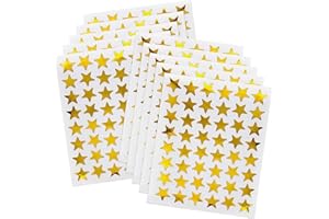 JUNFEIXUAN 0.6" Gold Star Stickers - 960 Pcs, 20 Sheets - Reward Stickers for Children, Ideal for Reward Charts and More (Gold)